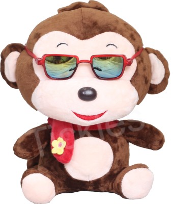 Tickles Soft Stuffed Plush Animal Monkey Wearing Googles and Muffler Toy For Kids Room Home Decoration  - 25 cm(Brown)