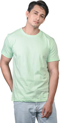 SARAVEZA Solid Men Round Neck Light Green T-Shirt
