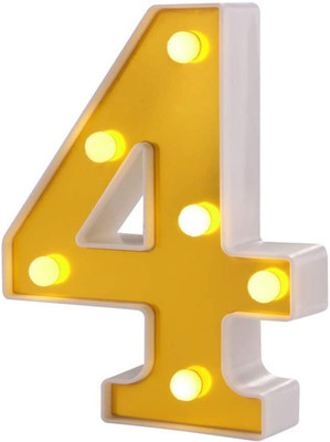 MANSAA LED Marquee Letter Lights Sign, Alphabet LED Lights for Home Party Wedding Decoration - 4 Table Lamp(16 cm, 4 Yellow)
