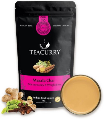 TEACURRY Masala Chai Tea | 15 Pyramid Masala Tea bags | Ginger, Cinnamon, Black Pepper, Clove, Cardamom, Bay Leaf | Black Tea Leaves | Immunity Booster Chai Tea Masala Tea Pouch(15 Bags)