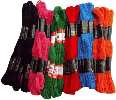 Lucknow Crafts Multicolor Thread(7 m Pack of24)