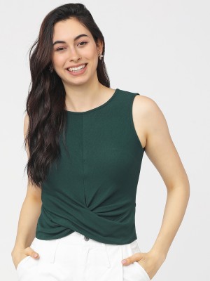 Tokyo Talkies Casual Solid Women Green Top