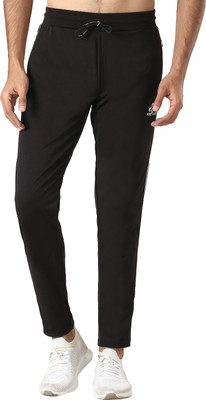 PORT LOTUS Solid Men Black Track Pants