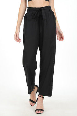PREETY LOVING THING Regular Fit Women Black Trousers