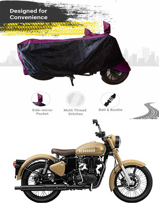 SMDP Two Wheeler Cover for Royal Enfield(Bullet Trials 500, Black, Purple)