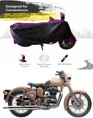 AUTOGARH Two Wheeler Cover for Royal Enfield(Classic Desert Storm, Black, Purple)