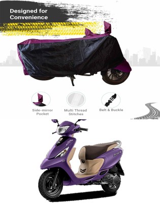 AUTOGARH Two Wheeler Cover for TVS(Scooty Zest 110, Black, Purple)