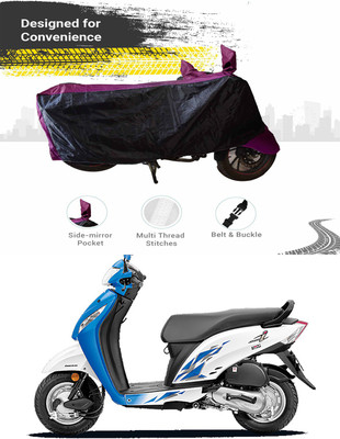 SMDP Two Wheeler Cover for Honda(Activa i, Black, Purple)