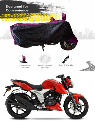 SMDP Two Wheeler Cover for TVS(Apache RTR 160 4V, Black, Purple)
