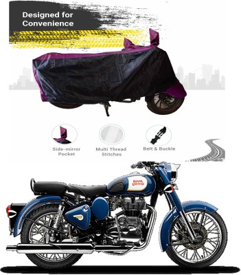 AUTOGARH Two Wheeler Cover for Royal Enfield(Bullet 350, Black, Purple)