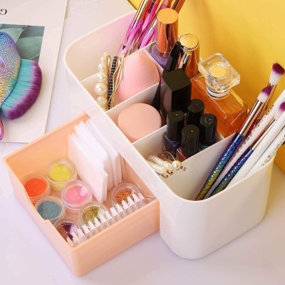 PINJAS Cosmetic Drawer Type Storage Box, Case Holder Stand for Brush box Vanity Box(clear)