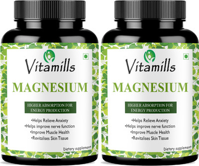 Vitamills Chelated Magnesium Glycinate Citrate Oxide Supplement Ultra(2 x 60 Capsules)