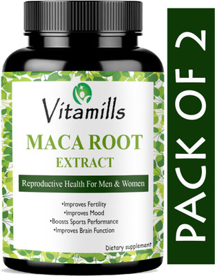 Vitamills Maca Root Capsules Enriched with Maca Root Extract for Men(Advanced)(2 x 60 Capsules)