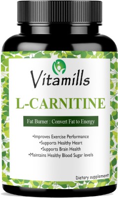 Vitamills L Carnitine L Tartrate - Fat Burner, Boost Energy(60 Capsules)