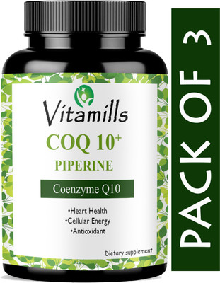 Vitamills 120mg Coenzyme Q10 Capsules with Piperine(Pro)(3 x 60 Capsules)