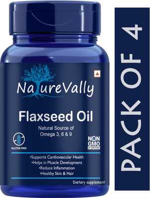 NatureVally Premium Flaxseed extract capsules Omega 3 (Premium)(4 x 60 Capsules)