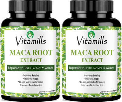 Vitamills Maca Root Capsules Enriched with Maca Root Extract for Men Advanced(2 x 60 Capsules)