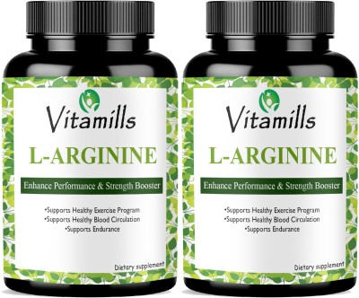 Vitamills L-Arginine 1000mg Capsules Per Serving, l arginine supplement(2 x 60 Capsules)