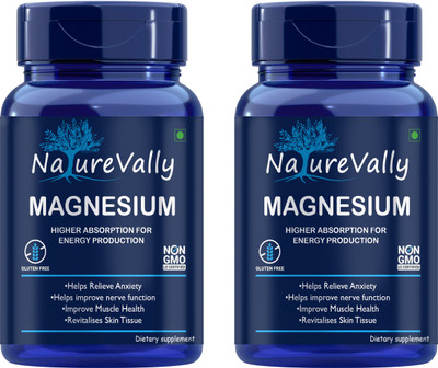 NatureVally Chelated Magnesium Glycinate Citrate Oxide Supplement Advanced(2 x 60 Capsules)