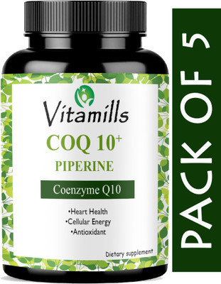 Vitamills 120mg Coenzyme Q10 Capsules with Piperine(Natural)(5 x 60 Capsules)