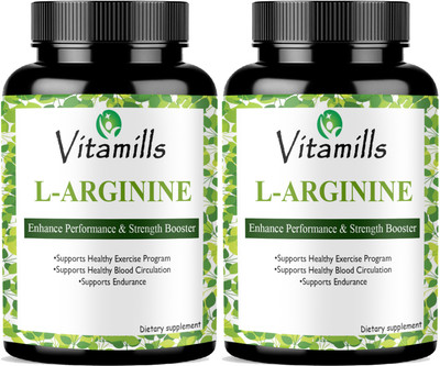 Vitamills L-Arginine 1000mg Capsules Per Serving, l arginine supplement Advanced(2 x 60 Capsules)
