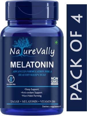 NatureVally Sleeping Pills Aid for Deep Sleep with Melatonin & Valerian (Natural)(4 x 60 Capsules)