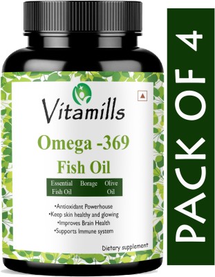 Vitamills Premium Fish Oil (Triple Strength) With 1000Mg Omega 369(Premium)(4 x 60 Capsules)