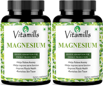 Vitamills Chelated Magnesium Glycinate Citrate Oxide Supplement Pro(2 x 60 Capsules)