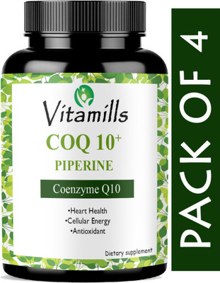 Vitamills 120mg Coenzyme Q10 Capsules with Piperine(Natural)(4 x 60 Capsules)