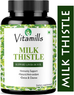 Vitamills Milk thistle for liver support and liver detox for men and women(Natural)(60 Capsules)