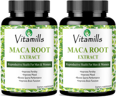 Vitamills Maca Root Capsules Enriched with Maca Root Extract for Men Pro(2 x 60 Capsules)