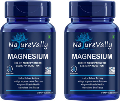 NatureVally Chelated Magnesium Glycinate Citrate Oxide Supplement(2 x 60 Capsules)