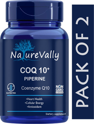NatureVally 120mg Coenzyme Q10 Capsules with Piperine (Natural)(2 x 60 Capsules)