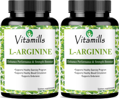 Vitamills L-Arginine 1000mg Capsules Per Serving, l arginine supplement Ultra(2 x 60 Capsules)
