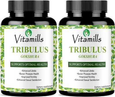 Vitamills Tribulus Terrestris Natural Testosterone Booster (Gokshura) Premium(2 x 60 Capsules)