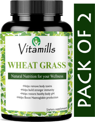 Vitamills Wheatgrass 800 mg Capsules(Natural)(2 x 60 Capsules)