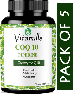 Vitamills 120mg Coenzyme Q10 Capsules with Piperine(Pro)(5 x 60 Capsules)