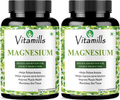 Vitamills Chelated Magnesium Glycinate Citrate Oxide Supplement(2 x 60 Capsules)