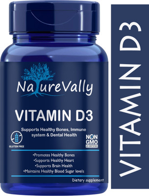 NatureVally Nutrition Plant Based Vitamin D3 K2 MK7 Supplement Veg (Natural)(60 Capsules)