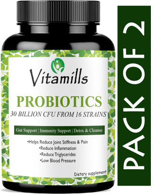 Vitamills Probiotic Supplement 30 Billion Cfu with 16 & Prebiotics Capsules(Advanced)(2 x 60 Capsules)