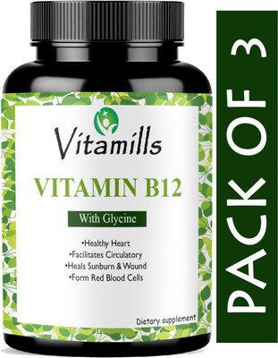 Vitamills Organic B Complex Vitamins B12 and Biotin (Pro)(3 x 60 Capsules)