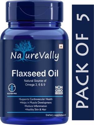NatureVally Pro Flaxseed extract capsules Omega 3 (Pro)(5 x 60 Capsules)