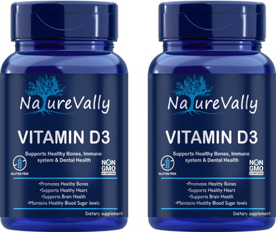 NatureVally Plant Based Vitamin D3 K2 MK7 Supplement Veg Advanced(2 x 60 Capsules)
