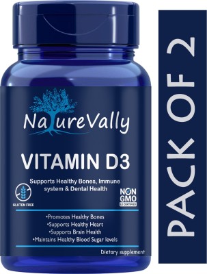 NatureVally Plant Based Vitamin D3 K2 MK7 Supplement Veg (Pro)(2 x 60 Capsules)