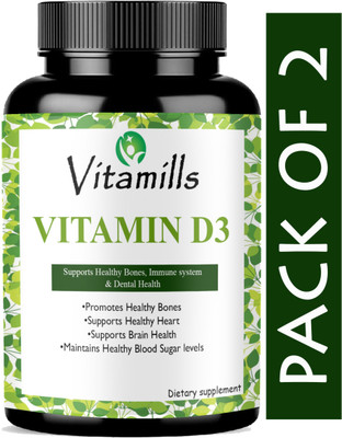 Vitamills Plant Based Vitamin D3 K2 MK7 Supplement Veg(Advanced)(2 x 60 Capsules)
