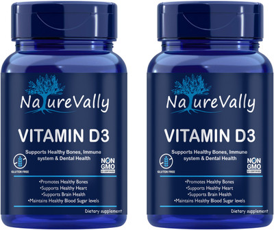 NatureVally Plant Based Vitamin D3 K2 MK7 Supplement Veg Ultra(2 x 60 Capsules)