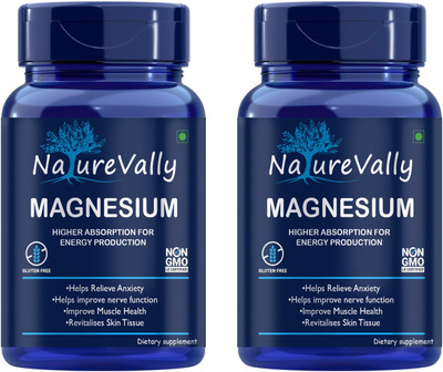 NatureVally Chelated Magnesium Glycinate Citrate Oxide Supplement Ultra(2 x 60 Capsules)