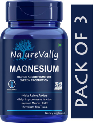 NatureVally Chelated Magnesium Glycinate Citrate Oxide Supplement (Pro)(3 x 60 Capsules)