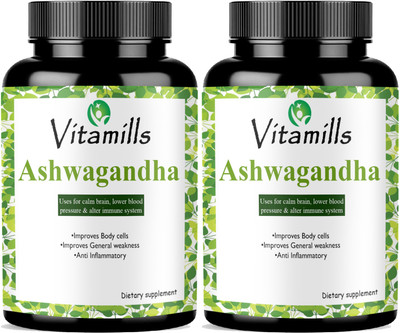 Vitamills Raw Ashwagandha (Withania Somnifera)-Anxiety Endurance Advanced(2 x 60 Capsules)