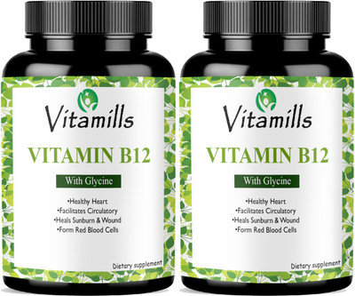 Vitamills Organic B Complex Vitamins B12 and Biotin Advanced(2 x 60 Capsules)